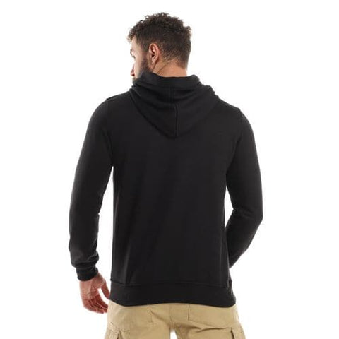 Caesar Mens Plain Hoodie with Leather Acssesory