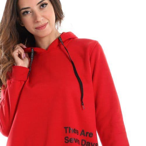 Caesar Woman Long Hoodie with Printed English Letters