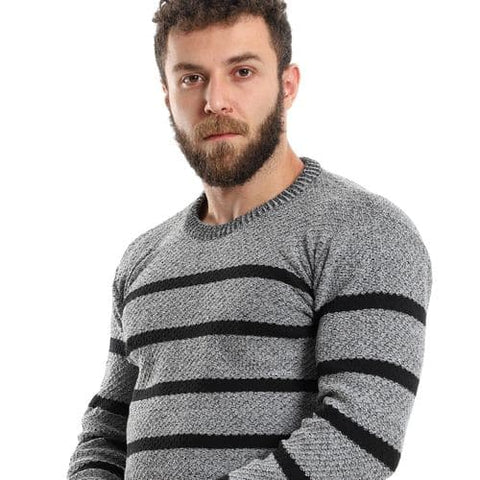 Men's wool pullover with multi design