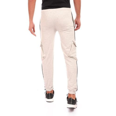 Caesar Elastic Waist with Line Baggy Sweatpants - Grey