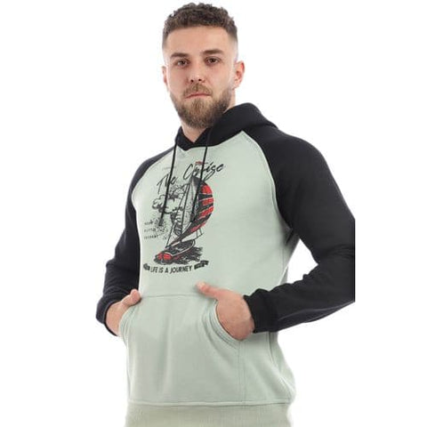 Caesar Printed Boat Hoodie للرجال - الحكم الأخضر