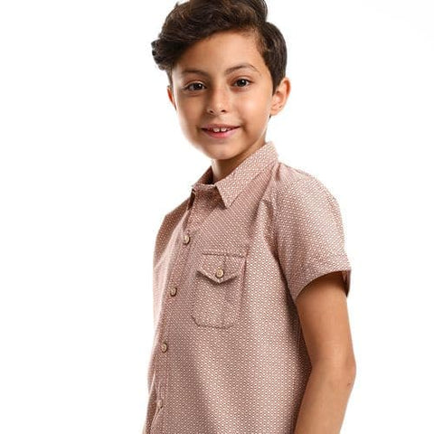 Caesar Boys Casual Patterned half Sleeves Shirt