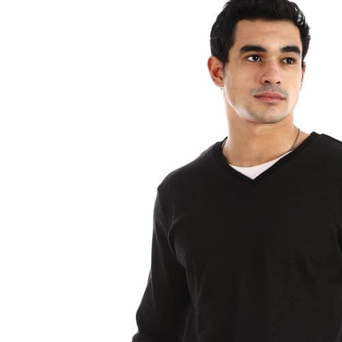 v neck derby sweatshirt black