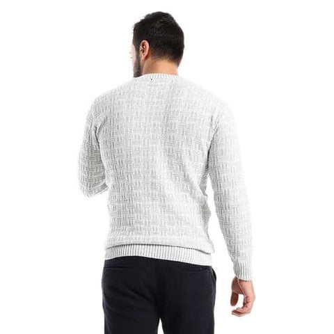 Caesar Light Grey Knitted Wool Winter Pullover