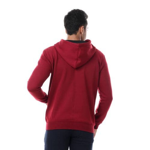 Caesar CAESAR Front Pockets Zipped Hoodie - Burgundy