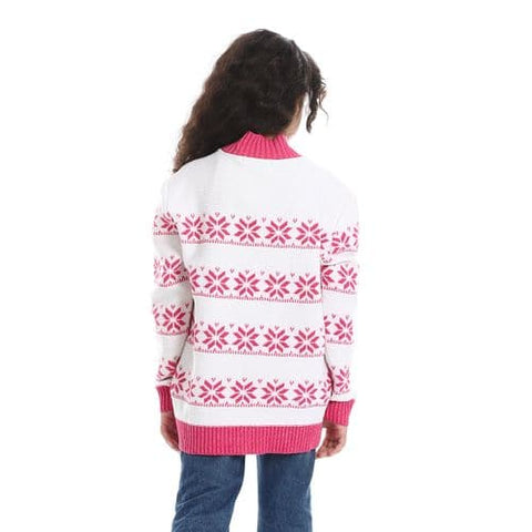 Girls Wool Pullover With Mutlicolour Design