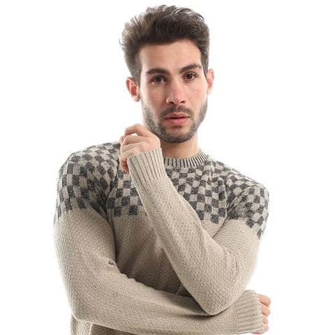 Men's wool pullover with multiple designs