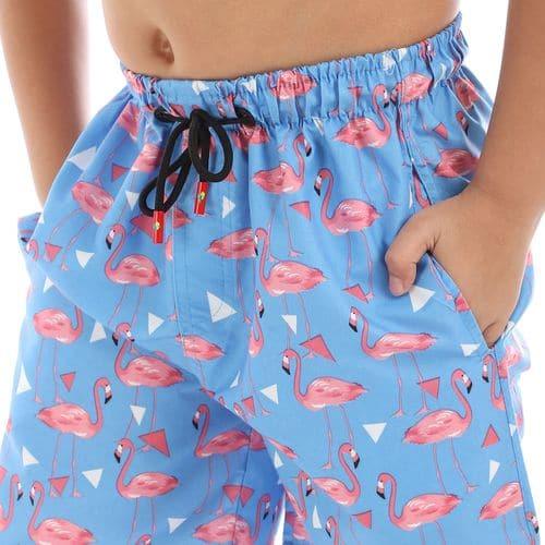 شورت بحر اولادي - شورت سباحه - Boys swimming shorts printed flamingo 