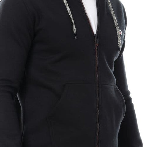 Caesar CAESAR Front Pockets Zipped Hoodie - Black