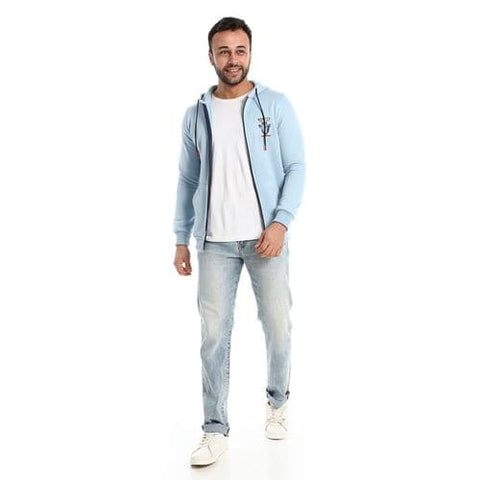 Caesar Zipper through Pocket Baby Blue Sweatshirt