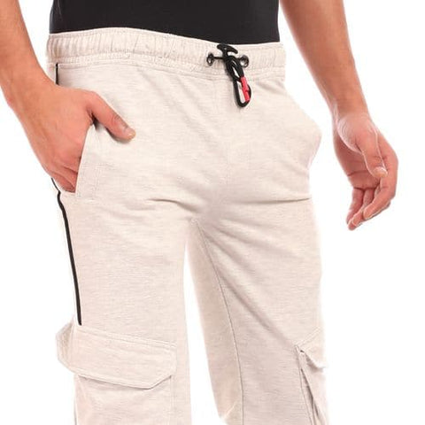 Caesar Elastic Waist with Line Baggy Sweatpants - Grey