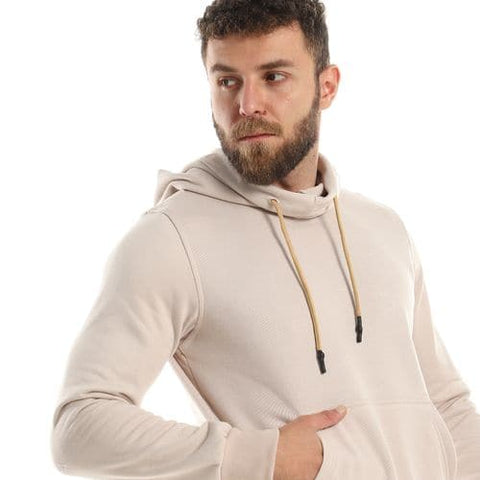 Caesar Mens Plain Hoodie with Leather Acssesory