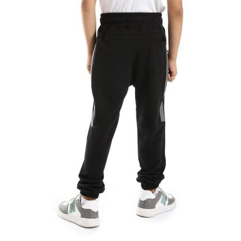 Caesar Boys Elastic Waist Sweatpants with Tape and Side Zippers