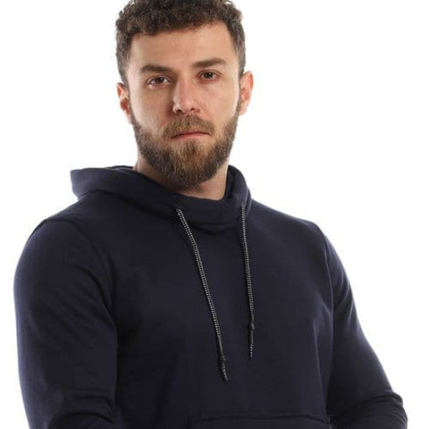 Caesar Mens Plain Hoodie with Leather Acssesory