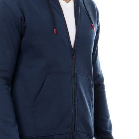 Caesar CAESAR Front Pockets Zipped Hoodie - Blue