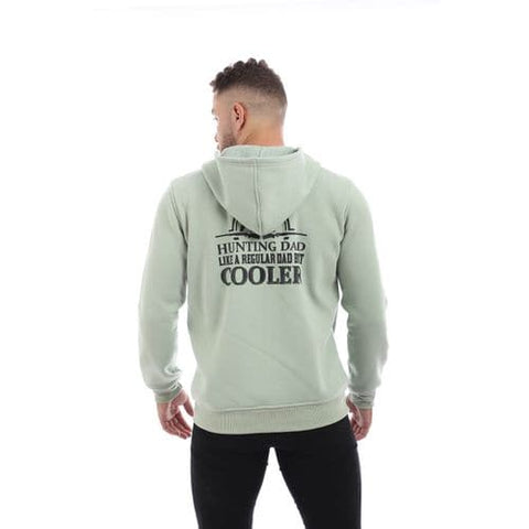 Caesar Mens Zipped Hoodie Printed Deer- Ment Green