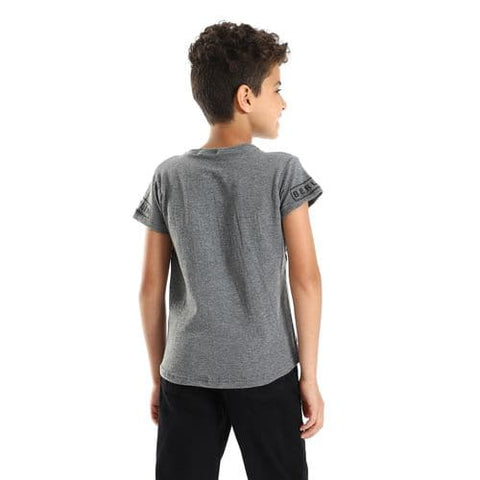 boys round neck shirt printed darkgery