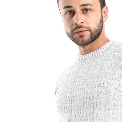 Caesar Light Grey Knitted Wool Winter Pullover