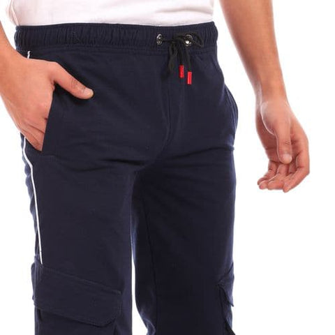 Caesar Elastic Waist with Line Baggy Sweatpants - Blue