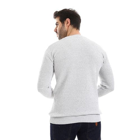 Men's wool pullover with multi pattern