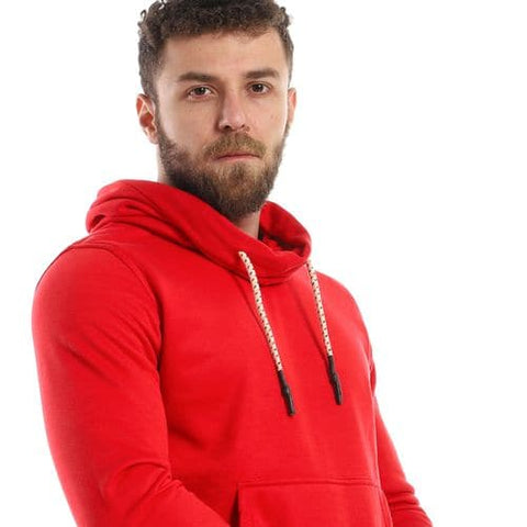 Caesar Mens Plain Hoodie with Leather Acssesory