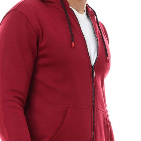 Caesar CAESAR Front Pockets Zipped Hoodie - Burgundy