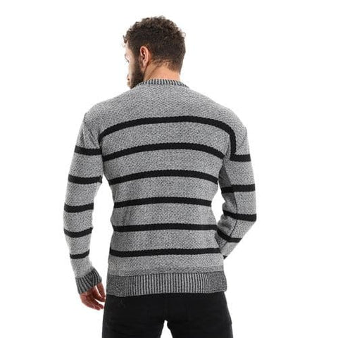 Men's wool pullover with multi design