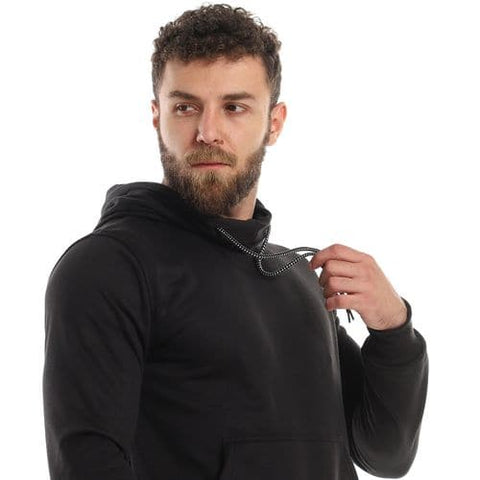 Caesar Mens Plain Hoodie with Leather Acssesory