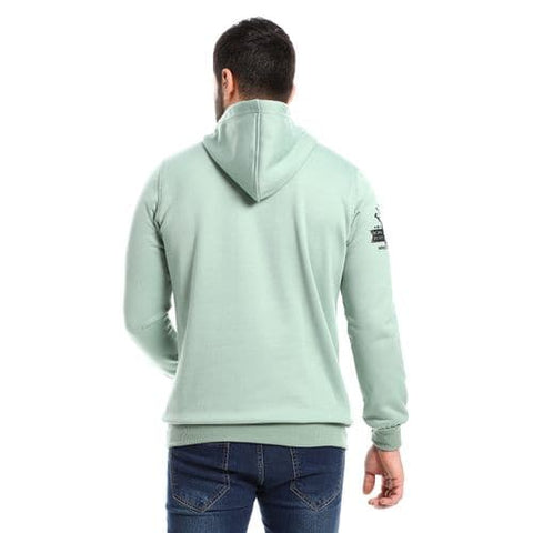 Caesar Mint Green Slip On Winter Printed Hoodie